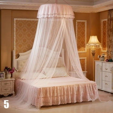 Breathable Hanging Mosquito Net Top Hook Lace Bed Canopy Encrypted Mesh Round Dome Court Style Crib Canopy Bedroom Decoration