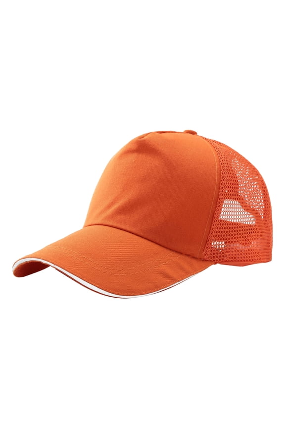 Breathable Hat for Women Men Cotton Mesh Trucker Hat Quick-drying Baseball Cap Sports Adjustable Snapback Cap for Outdoor Sports Unisex Vintage 2026 Summer Hats for Men,Orange