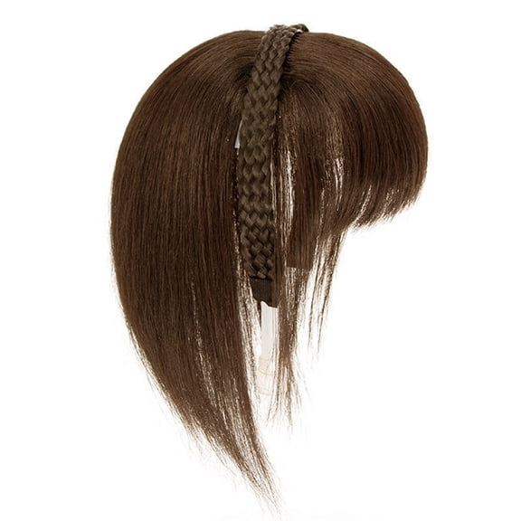 Breathable Headband Wigs Black False Fringe Hairpiece Synthetic Hair Adjustable Bangs