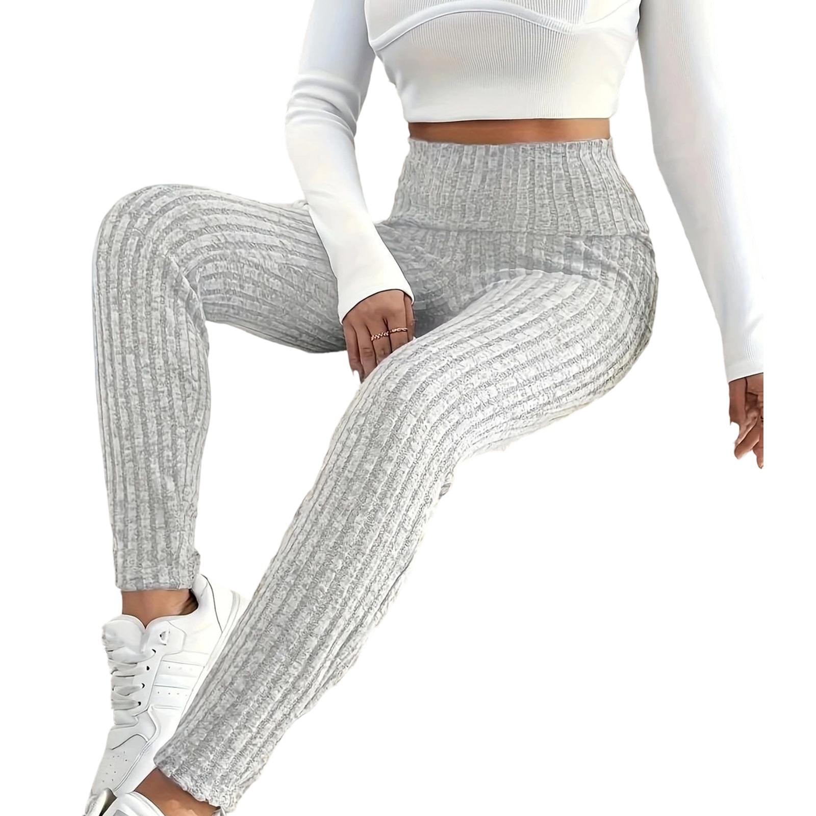 Breathable High Waist Workout Pants Elastic Polyester Fabric for ...