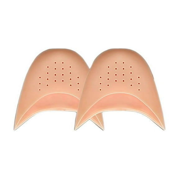 Breathable Hole Silicone Toe Protector Caps 3.9 Inch Soft Cushioning Anti-Friction Forefoot Toe Sleeves (1 Pair) Beige