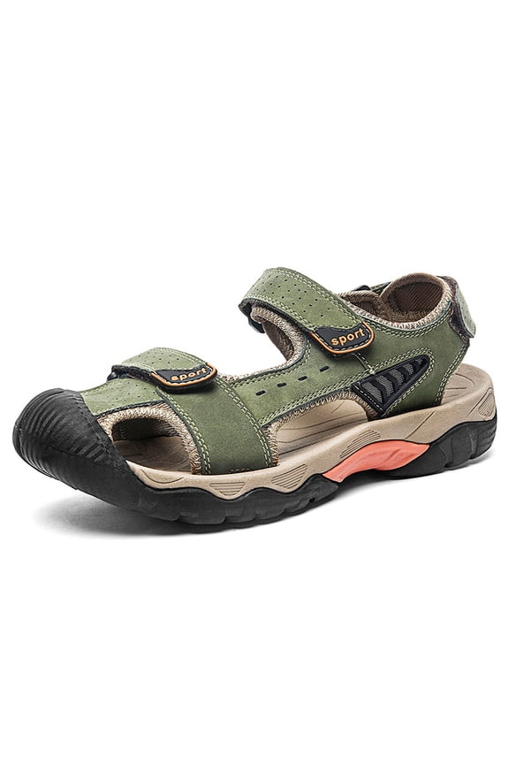 Breathable Hollow Leather Outdoor Walking Sandals Impact Resistant Toe Guard For Camping, Beach & Daily Travel