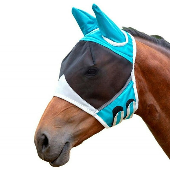 Breathable Horse Fly Mask with Full Ears Protection, Smooth Elastic UV Shield for Summer, Blocks Flies and Sun for Riding, Training and Pasture, Comfort Fit