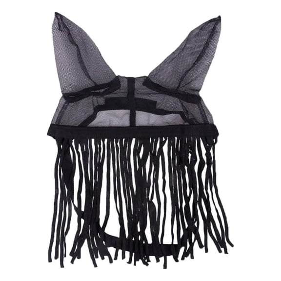 Breathable Horse Fly Mask with Tassels, Adjustable Bonnet for Riding, Ranch & Stable Comfortable(L)
