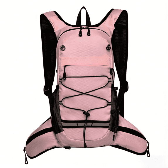 Breathable Hydration Backpack with storage and Helmet Net, 2L Bladder Compartment,Waterproof Reflective Backpack for Hiking Cycling Camping Outdoor Enthusiasts/ Small Hiking Backpack for Women/Men