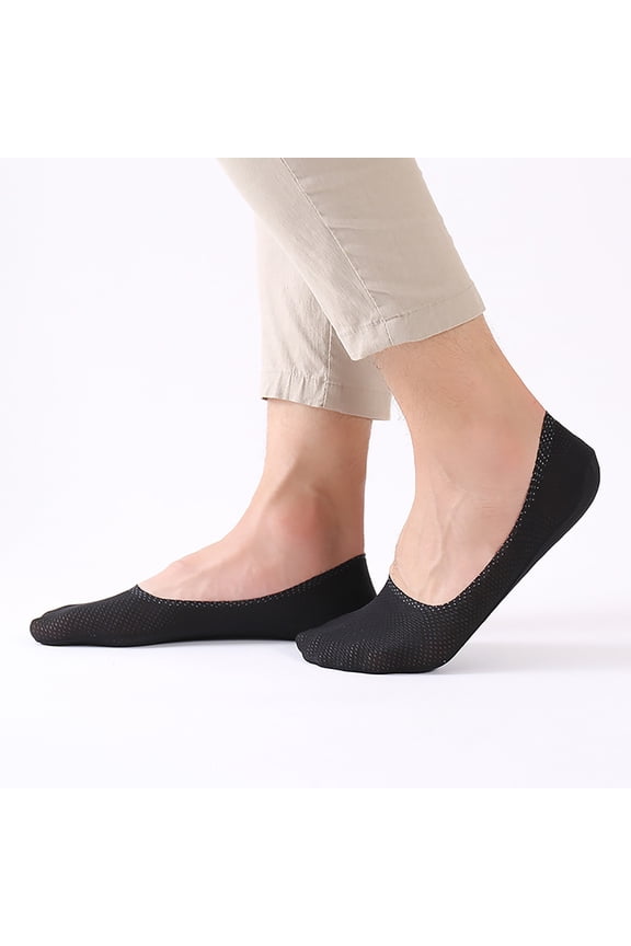 Breathable Ice Silk No Show Socks Men Invisible Ultra Thin Anti-Slip Soft Cotton Sole Liner 1 Pair(Red)
