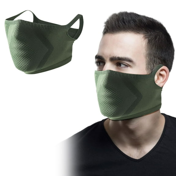 Army Green Ice Silk Face Mask - Breathable Windproof Ear Hanging Mask, Sunscreen Warm Mask for Motorcycle Riding Outdoor Activities