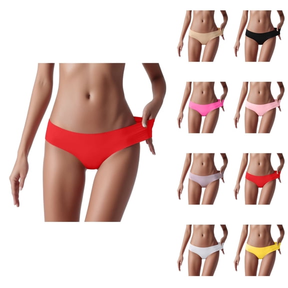 Breathable Ice Silk Women's Underwear – Solid Color Midwaist Cheeky Panties with Tummy Control, Soft No-Show Eversoft Design