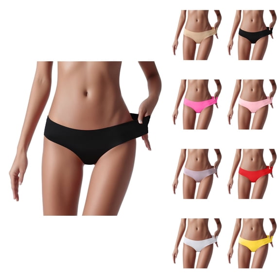 Breathable Ice Silk Women's Underwear – Solid Color Midwaist Cheeky Panties with Tummy Control, Soft No-Show Eversoft Design