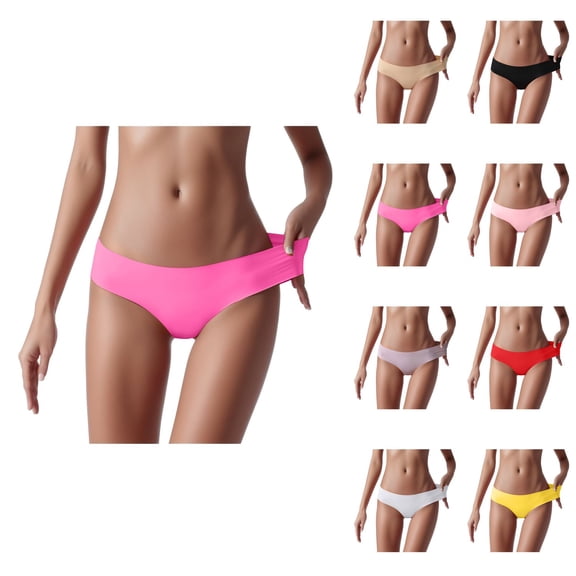 Breathable Ice Silk Women's Underwear – Solid Color Midwaist Cheeky Panties with Tummy Control, Soft No-Show Eversoft Design