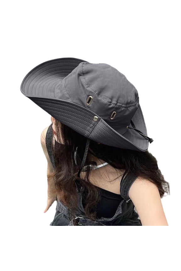 Breathable Jungle Safari Boonie Hat Wide Brim Sun Protection Cap Adjustable Chin Strap for Outdoor Hiking