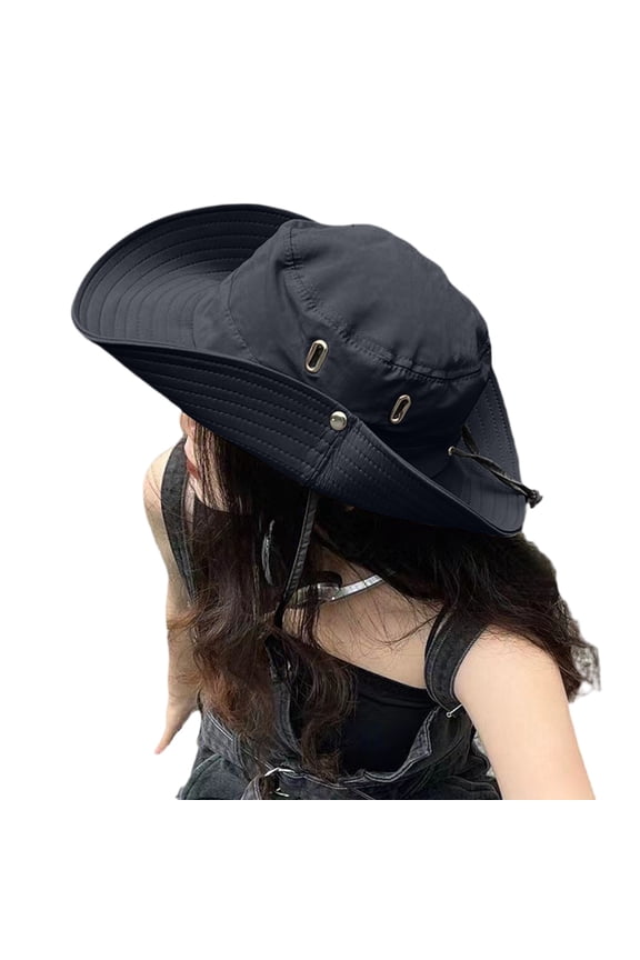 Breathable Jungle Safari Boonie Hat Wide Brim Sun Protection Cap Adjustable Chin Strap for Outdoor Hiking