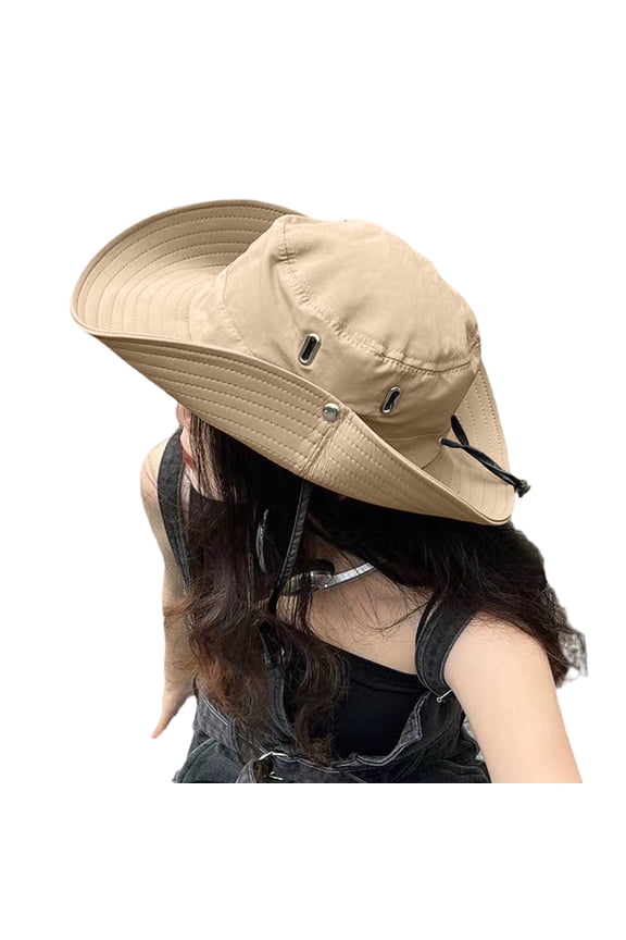 Breathable Jungle Safari Boonie Hat Wide Brim Sun Protection Cap Adjustable Chin Strap for Outdoor Hiking