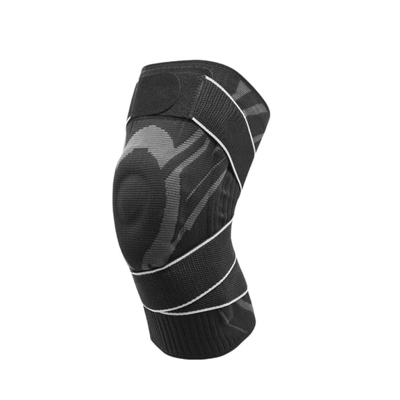 Breathable Knee Support - Black, XL Size (47-53cm) - Compression Sleeve with Stabilizing Straps for Running, Basketball & Fitness (Single)