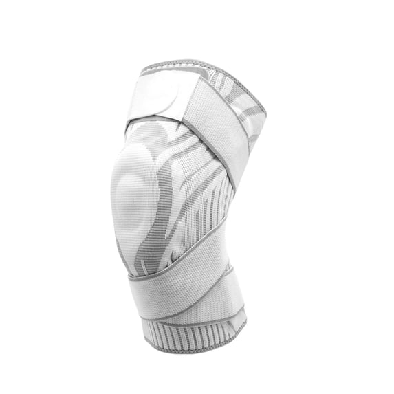 Breathable Knee Support - White, L Size (41-46cm) - Compression Sleeve with Stabilizing Straps for Running, Basketball & Fitness (Single)