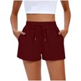 thumbnail image 1 of Breathable Knitted Sports Shorts for Women High Elastic Waisted Running Shorts Drawstrings Lounge Shorts Loose Comfort Summer Workout Shorts With Pocket, 1 of 7