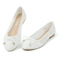 thumbnail image 1 of Breathable Lace Round Toe Women Flats,White 7.5, 1 of 5
