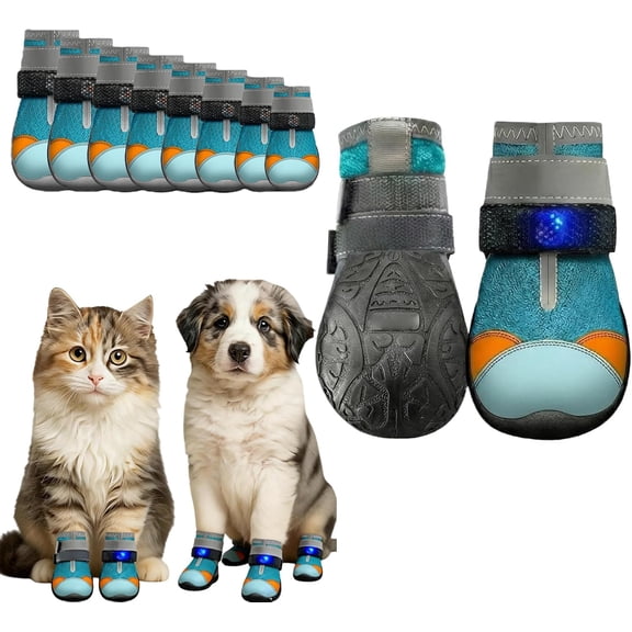 Breathable Light Up Shoes for Dogs & Cats, Anti Slip LED Motion Activated Paw Protectors for Night, Reflective Rugged Sole Paw Guards, for Hiking Walking (2 PCS,5)
