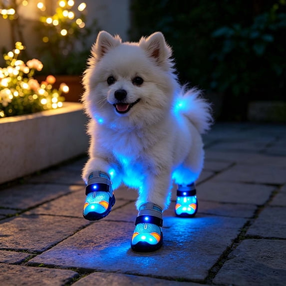Breathable Light Up Shoes for Dogs, Glowing Paw Protector Booties for Dogs, Mesh Dog Boots for Evening Walks