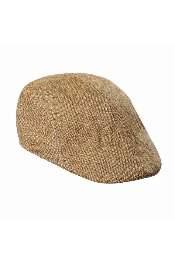1 Pack Breathable Linen Blend Men Newsboy Beret Flat Cap Solid Color Summer Driving Outdoor Daily Head Hat