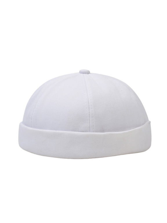 Breathable Linen Brimless Hat,Adjustable Round Cap,Outdoor Casual Headwear,Breathable Skin Friendly Linen Fabric With No Brim Round Silhouette Adjustable,Versatile Casual Cap For Outdoor,White