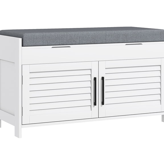 Breathable Linen-Feel Cushioned Shoe Bench | Hidden Compartments for Small Items | Comfortable Sitting in Entry Areas