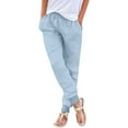 thumbnail image 1 of Breathable Linen Pants Women Pull-On Joggers Pants with 4 Pockets Long Casual Jogger Trousers, 1 of 7