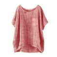 thumbnail image 1 of Breathable Linen Summer Top for Women Soft Loose Fit Casual Short Sleeve Tee Pink XXXXL, 1 of 4