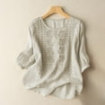 thumbnail image 1 of Breathable Linen T-Shirt for Women - Oversized Summer Tee with Embroidery (96字符), 1 of 8