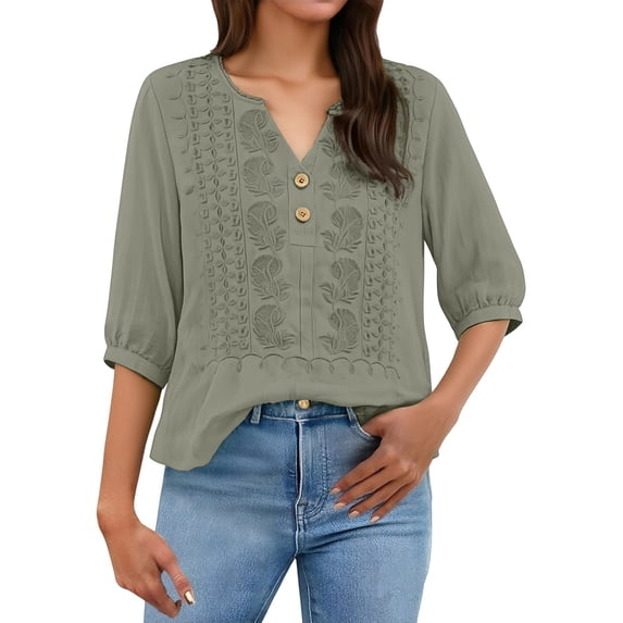Breathable Linen Tops for Women Beach Vacation Flowy Summer Outfit