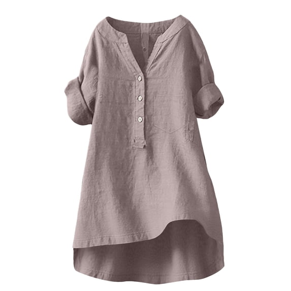 Breathable Linen Tops for Women Beach Vacation Flowy Summer Outfit