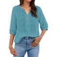 thumbnail image 1 of Breathable Linen Tops for Women Beach Vacation Flowy Summer Outfit, 1 of 6