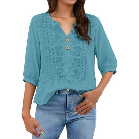 Breathable Linen Tops for Women Beach Vacation Flowy Summer Outfit