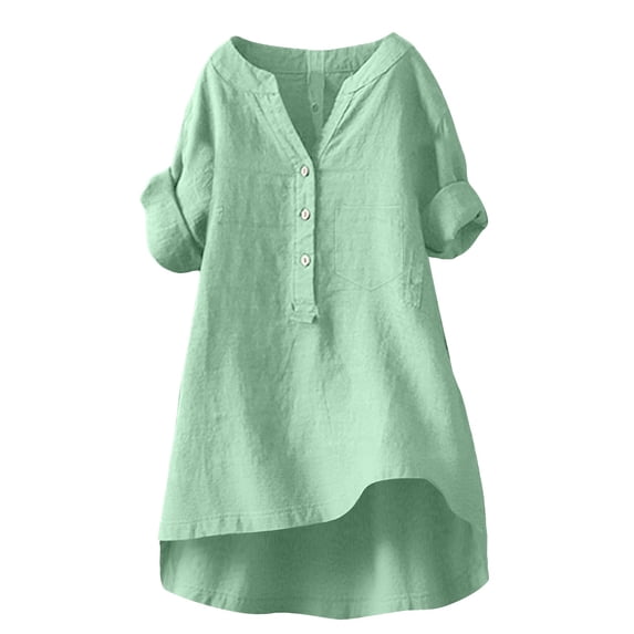 Breathable Linen Tops for Women Beach Vacation Flowy Summer Outfit