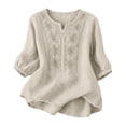 thumbnail image 1 of Breathable Linen Tops for Women Beach Vacation Flowy Summer Outfit, 1 of 6