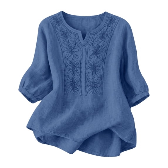 Breathable Linen Tops for Women Beach Vacation Flowy Summer Outfit