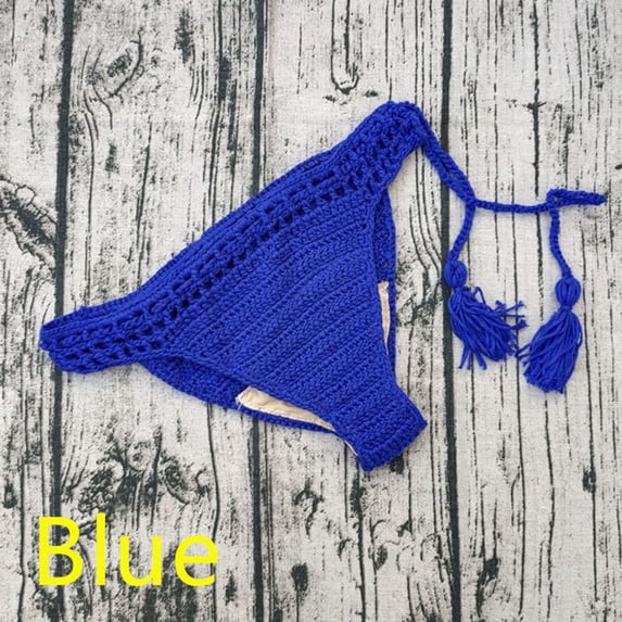 Breathable Low Rise Drawstring Hand Crochet Swimming Sunbathing Thongs Bikini