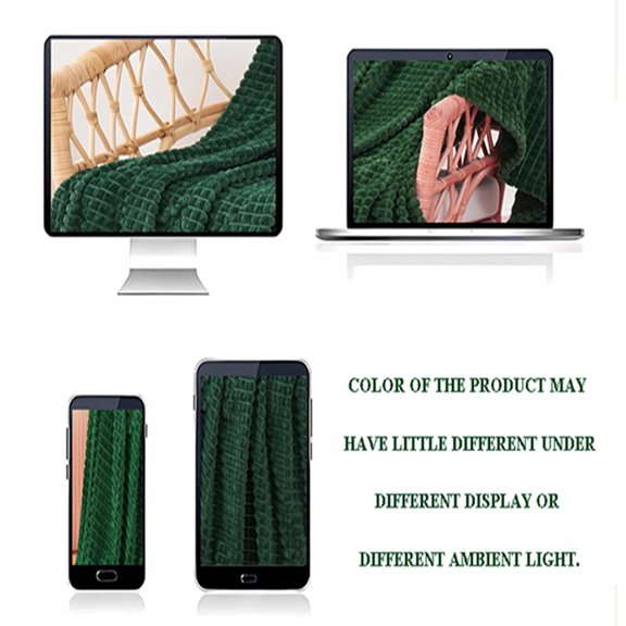 Breathable Luxury Throw Blanket 5060 inches, Microfiber Plush Cozy Blanket with Jacquard Grid for Sofa Bed Decor, Dark Forest Green