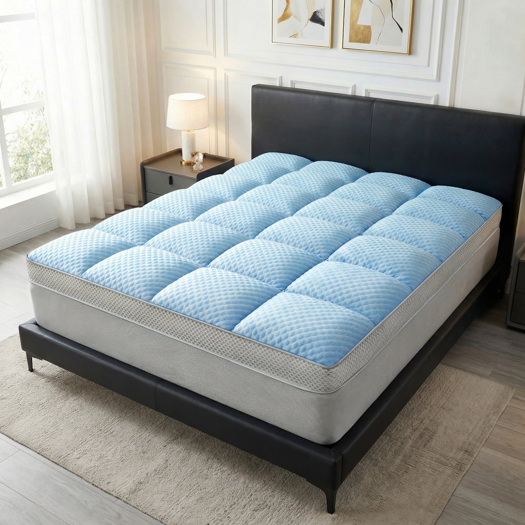 Simple Machine Fun Crafts Breathable Mattress Topper with Deep Pocket, Soft Supportive Mattress ...