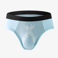 thumbnail image 1 of Breathable Men's 2XL Polyester Briefs - Light Blue, X Pattern, Mesh Pouch, Supportive Plus Size Underwear for Daily & Light Workout, 1 of 4