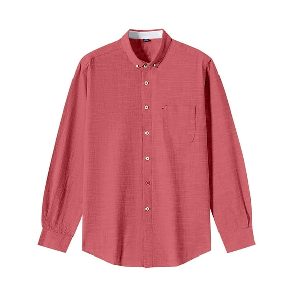 Breathable Men's Shirt Casual Business Long Sleeve Solid Color Buckle Sports Shirt for Every Occasion