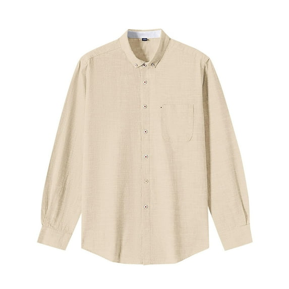 Breathable Men's Shirt Casual Business Long Sleeve Solid Color Buckle Sports Shirt for Every Occasion