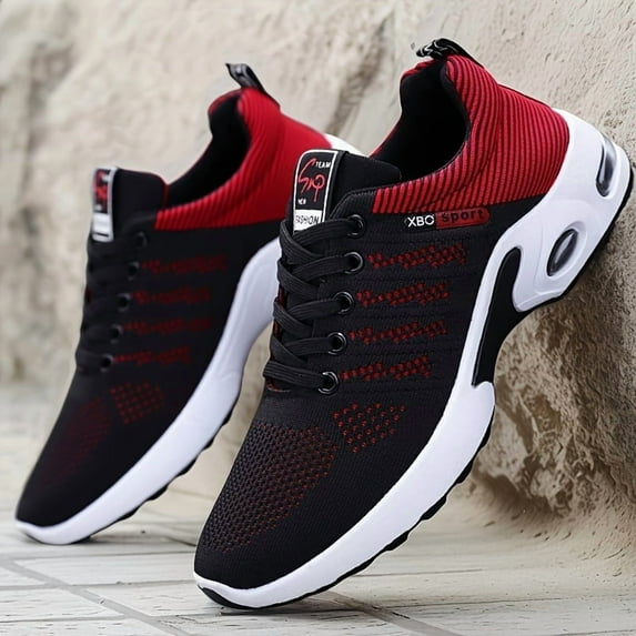 [Breathable Men's Sports Shoes] Breathable Comfortable Men's Sports Shoes | Fashionable Woven Knitting, Shock-Absorbing, Mid Top Lace Up - Suitable for Outdoor Sports, Jogging, Walking