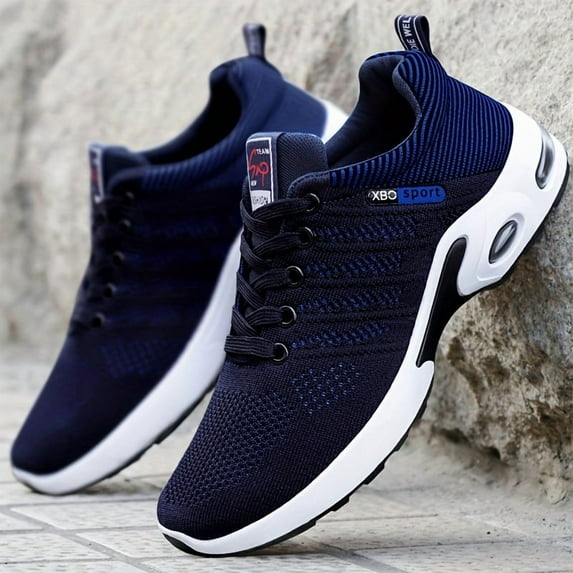 [Breathable Men's Sports Shoes] Breathable Comfortable Men's Sports Shoes | Fashionable Woven Knitting, Shock-Absorbing, Mid Top Lace Up - Suitable for Outdoor Sports, Jogging, Walking