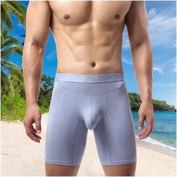 Breathable Mens Boxer Briefs - Blue, Size M, Cotton Modal Blend, Moisture Wicking, Contoured Pouch, Comfortable Waistband for Daily Wear & Workouts