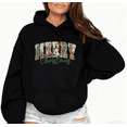 thumbnail image 1 of Breathable Merry Christmas Vintage Graphic Tee T-Shirt Top Print Hooded long-sleeved Black S-2XL, 1 of 7