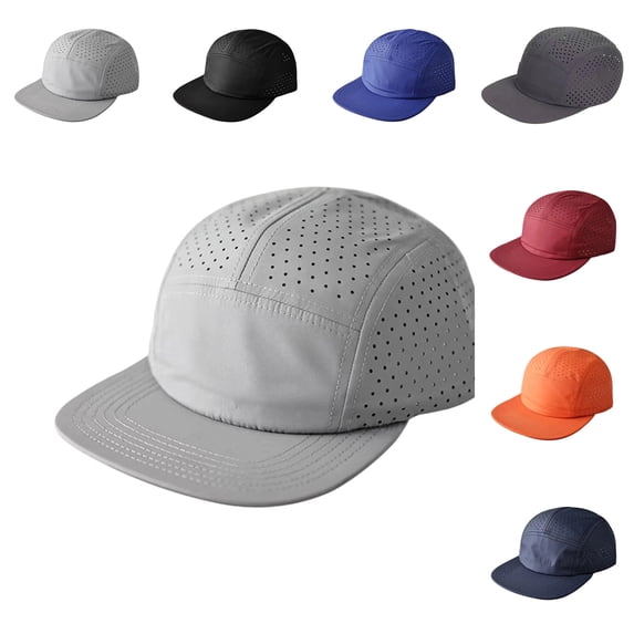 Breathable Mesh 5 Panel Short Brim Hat for Men Women Outdoor Quick Drying Versatile Sports Hiking Running Lightweight Adjustable Low Profile Baseball Cap, #02 Gray, One Size