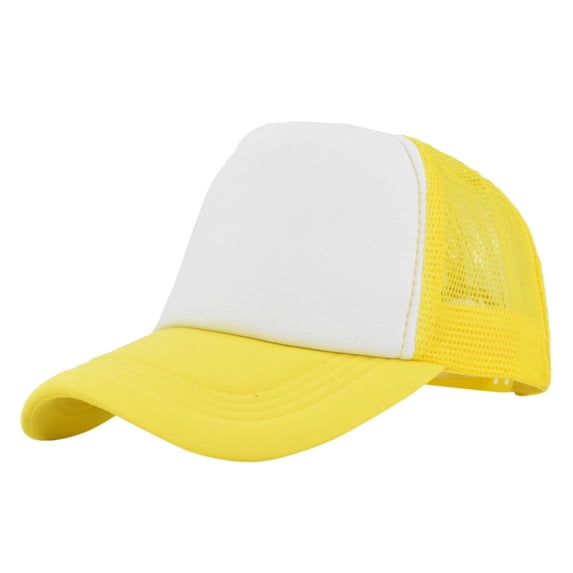 Breathable Mesh Adjustable Trucker Hat, Quick Dry Unisex Snapback Sun Cap, Vintage Outdoor Sports Headwear, Lightweight Brim Cap for Summer Hiking, Fishing, Workout and Outdoor Leisure,Yellow