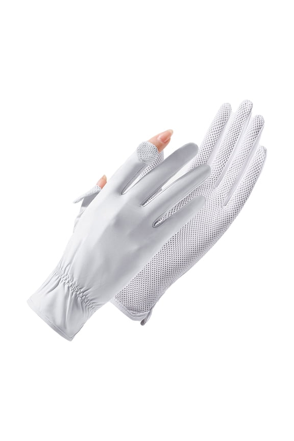 Breathable Mesh Back Driving Gloves for Women Ice Silk UV Protection Touchscreen Non Slip Gloves for Outdoor Free Size