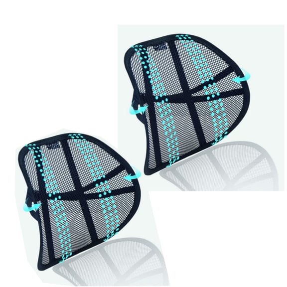 2PCS Breathable Mesh Back Support,Black Lumbar Support Double Adjustable Straps and Ergonomic Designed,to Improves Posture,Mitigates Back Bain